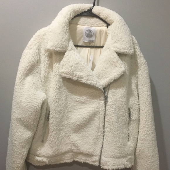 Urban outfitters Clara Teddy Moto jacket cream - Picture 2 of 8